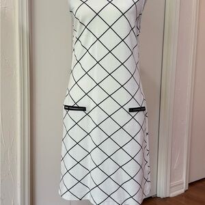 Sanctuary Black and White Sleeveless Sheath Midi Dress
